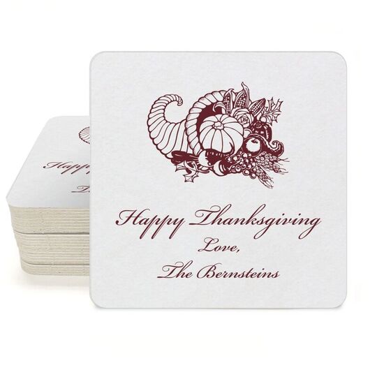 Thanksgiving Horn Square Coasters